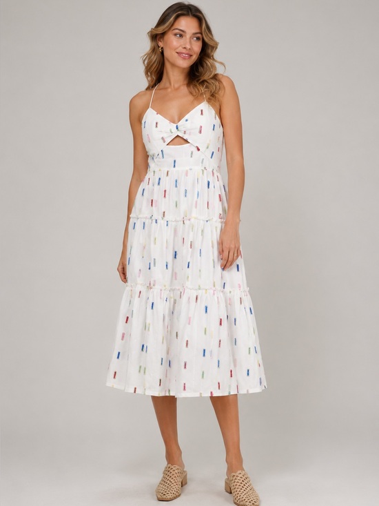 FARM Rio Dresses & Skirts - FARM RIO Pineapple Appliqué Keyhole Bodice Cotton Midi Dress B885